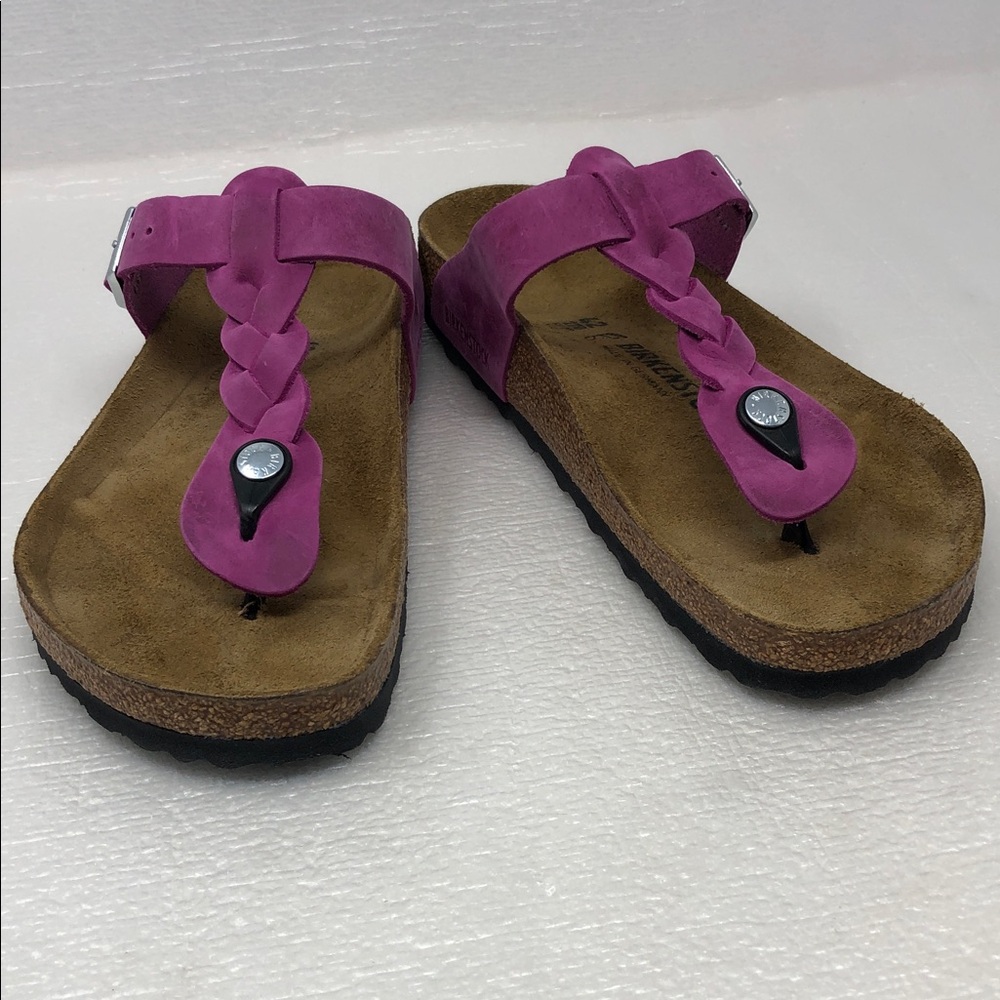 Birkenstock Sandals Braided Gizeh Fuchsia Oiled Leather Womens Size 42 - Picture 15 of 15